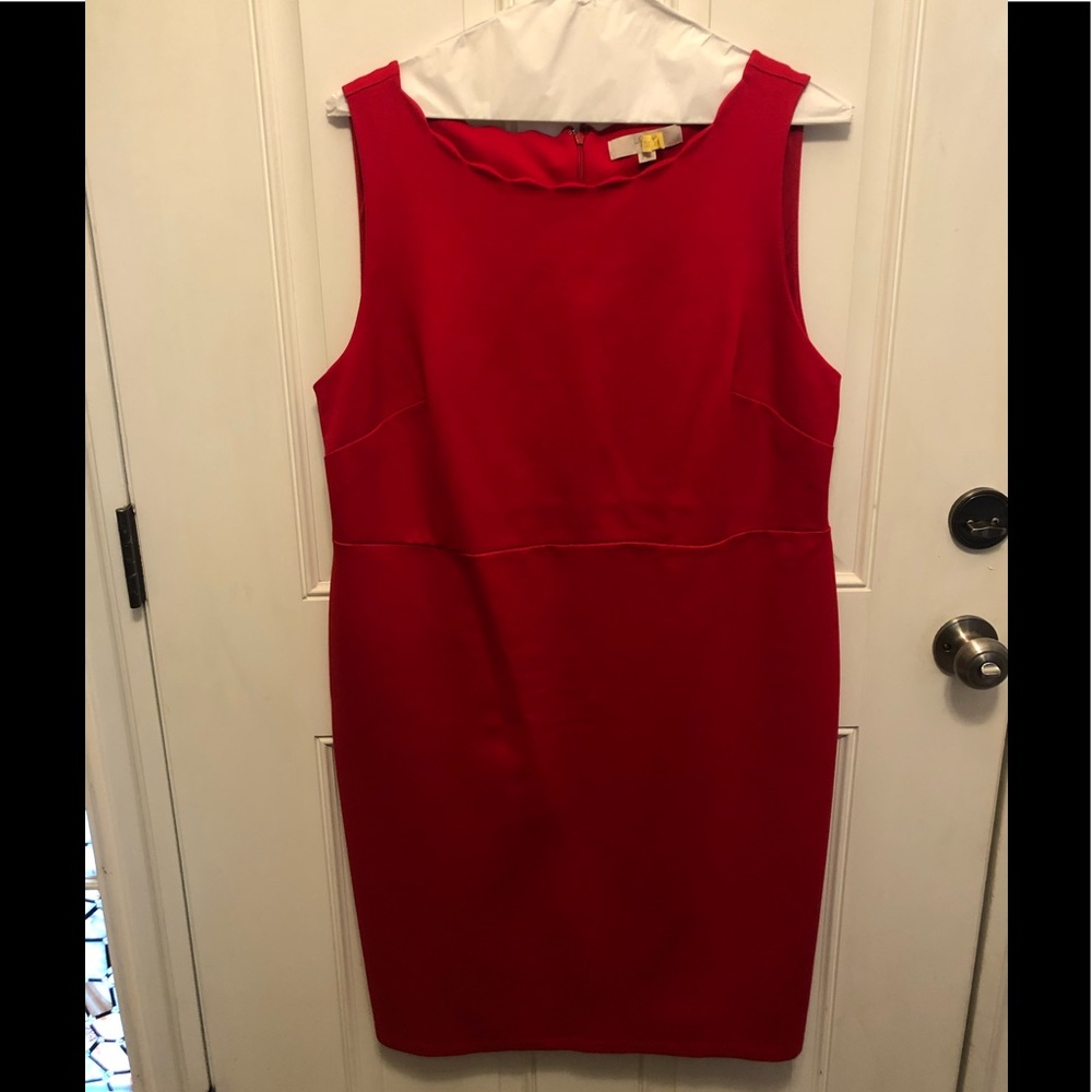 Red Scalloped Neckline Dress